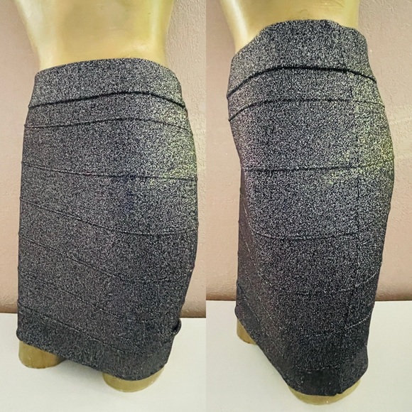 SUZY SHIER Bandage Style Pewter BODYCON Pencil SKIRT Size Medium - Picture 2 of 12